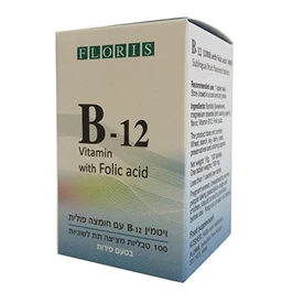 ויטמין B12 בתוספת חומצה פולית, 100 טבליות, פלוריש חי פארם - בית מרקחת אונליין