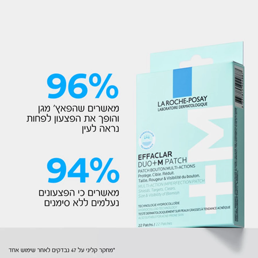אפקלאר דואו+ מדבקות לפצעונים 22 יחידות | לה רוש-פוזה La Roche-Posay
