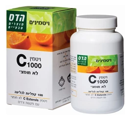 ויטמין C לא חומצי, 1000 מ"ג, 100 קפליות, הדס חי פארם - בית מרקחת אונליין