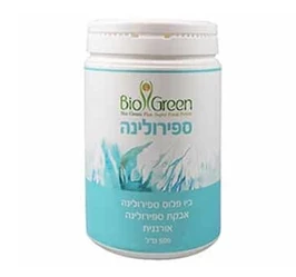 אבקת ספירולינה אורגנית, 500 מ"ל, ביו גרין חי פארם - בית מרקחת אונליין