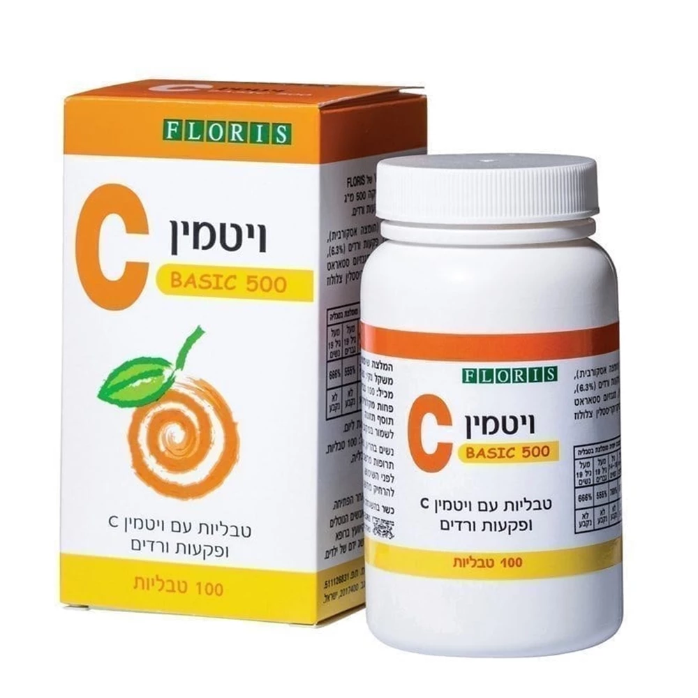 ויטמין C בייסיק 500 מ”ג, 100 טבליות, פלוריש
