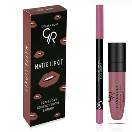 ליפ קיט מאט סט שפתון עמיד + תוחם תואם, גוון ROSE TAUPE גולדן רוז חי פארם - בית מרקחת אונליין