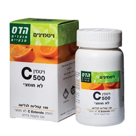ויטמין C לא חומצי, 500 מ"ג, 100 קפליות, הדס חי פארם - בית מרקחת אונליין