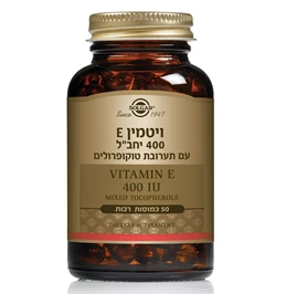 ויטמין E-400 בתוספת תערובת טוקופרולים, 50 כמוסות, סולגאר חי פארם - בית מרקחת אונליין