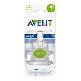 זוג פטמות 1M סיליקון Airflex במעבר איטי, 2 יח', Avent חי פארם - בית מרקחת אונליין
